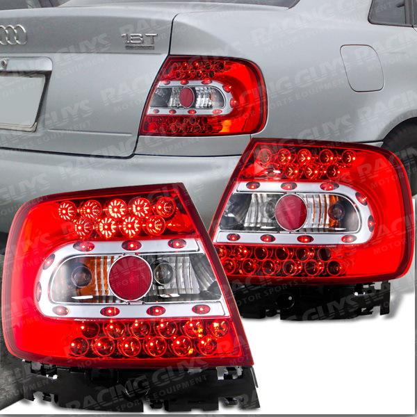 96 97 98 99 00 01 audi a4 s4 quattro lh+rh red/clear led tail lights sedan only