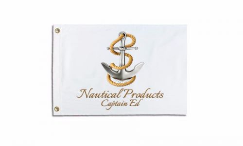 Personalized boat flag silver anchor 12x18