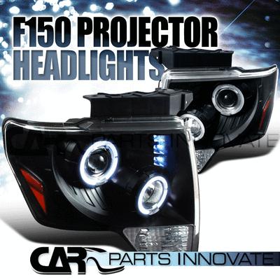 Ford 09-13 f-150 f150 led halo projector headlights lamp black