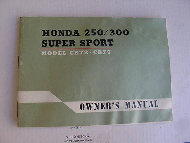 1965 honda 250 / 300 super sport supersport cb72 cb77 owner's manual