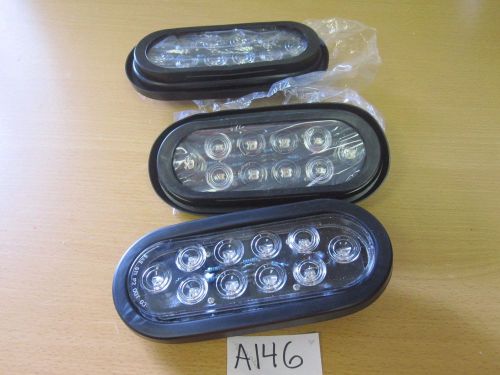 Lot of 3 6&#034; oval clear led turn tail light surface mount trailer