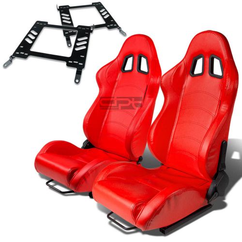 Type-1 racing seat red pvc+silder/rail+for 00-05 mit eclipse 3g bracket x2