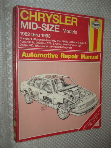 1982-1993 dodge chrysler plymouth service manual shop book new yorker le baron