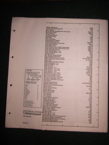 1986 ford thunderbird cougar electrical wiring diagram manual schematic sheets