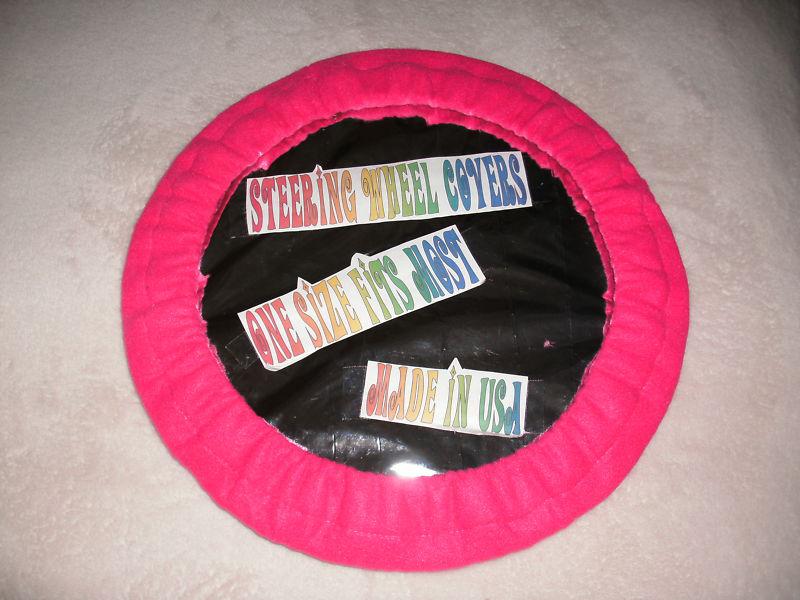 New soft fleece fuchsia pink steering wheel cover