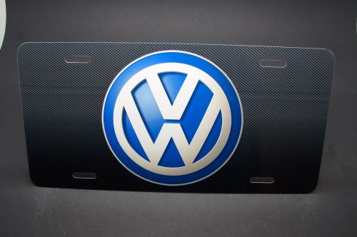 Volkswagen license plate tag for cars and suv&#039;s metal aluminum carbon fiber look