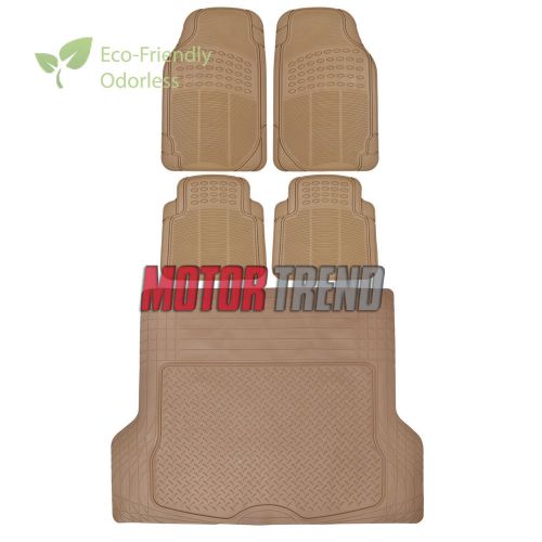 Odorless hd eco-tech rubber floor mats car suv truck w/ cargo liner beige