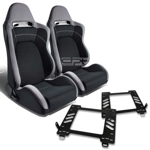 Type-r racing seat gray black cloth+silder+for 89-97 mx-5 na bracket x2