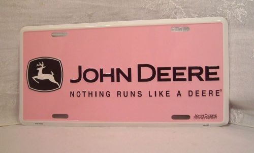 John deere embossed &#034;pink&#034; country / farm girl license plate