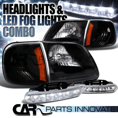 Ford 97-03 f150 97-02 expedition black headlights+corner lights+6-led fog lamps