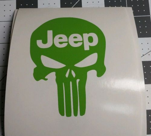 Jeep punisher skull vinyl decals for cars and trucks  4in x 3in green and yellow