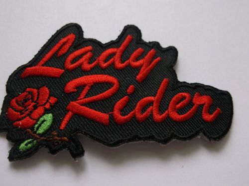 Lady rider red rose embroidered biker patch new free shipping sew on iron patch