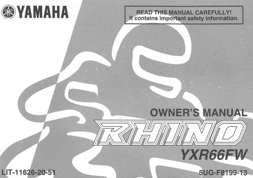 2007 yamaha yxr66fw rhino atv utv owners manual -yxr 66 fw-yxr66-rhino 660