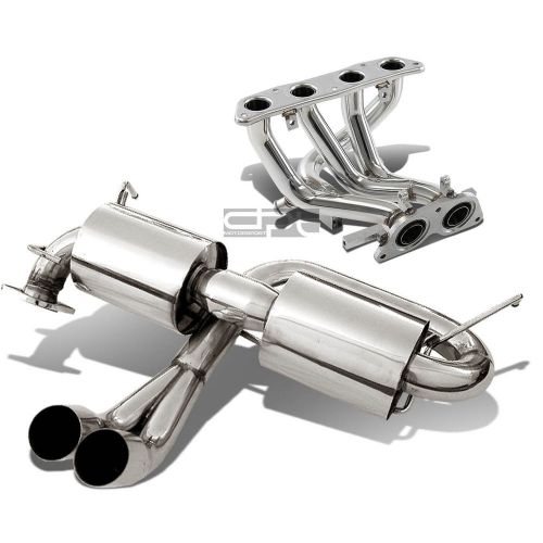 For 99-07 mr2/mrs w30 dual 3&#034; muffler tip stainless steel catback+header exhaust