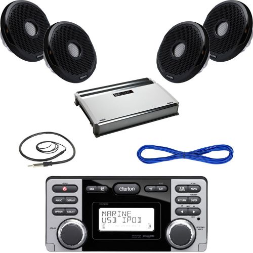 Clarion marine cd-usb-mp3 receiver, 2x 7&#034; speaker, 360w amplifier, wire,antenna