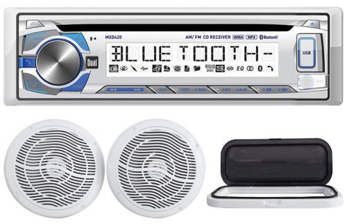 Dual mxd420bt marine/boat cd/mp3 player receiver+housing+(2) 8&#034; boat speakers