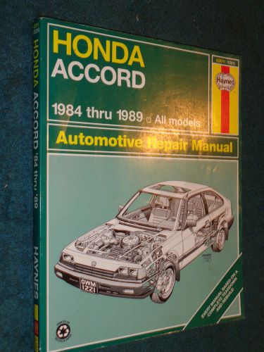 1984-1989 honda accord shop manual service book 88 87 86 85++