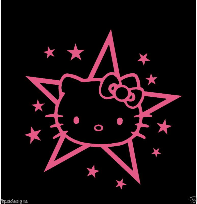 Decal stars hello kitty custom graphics laptop window car truck vinyl sticker x2