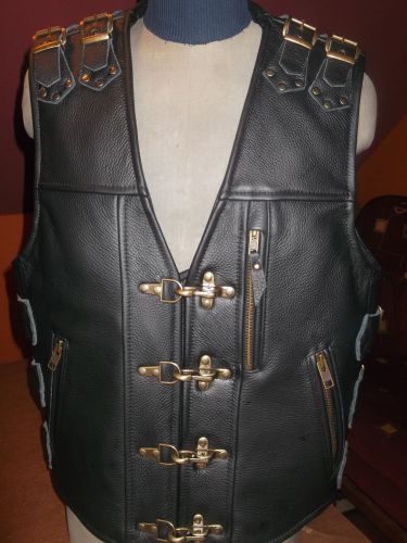 Biker vest, motorcycle vest, leather vest, handmade by mpbikertailor