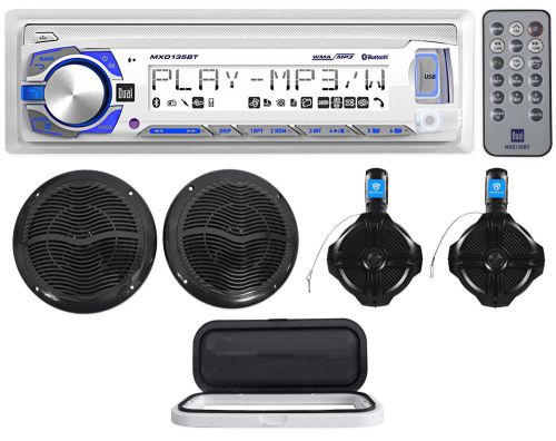 Dual mxd135bt marine/boat digital media receiver+(2) 6.5&#034;+(2) wakeboard speakers