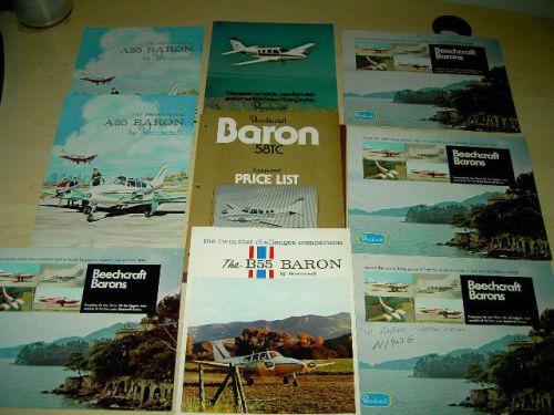 24 1960-70,s beechcraft baron airplane new dealer brochures