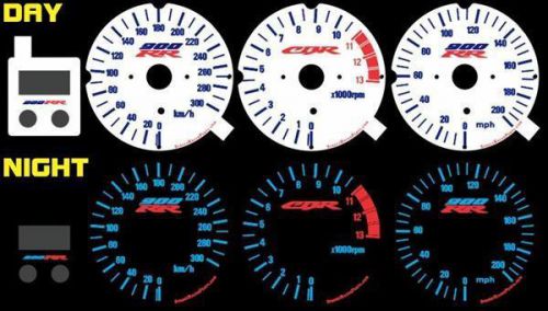Honda cbr 900 rr 1998 1999 98 99 white face plasma glow gauges dials mph kmh