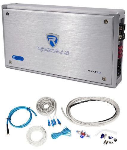 Rockville rxm-t2 micro 2400w 2 ch marine/boat class d amplifier 2x600w+amp kit