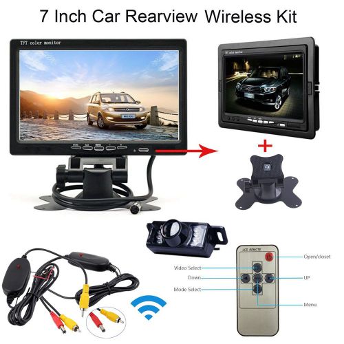 7&#034; tft lcd car rear view backup monitor+wireless parking night vision camera kit