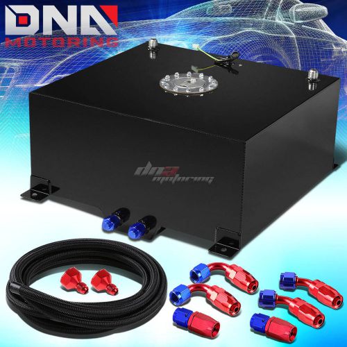 15 gallon/57l black aluminum fuel cell gas tank+level sender+nylon oil feed kit