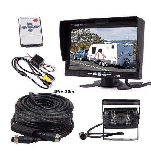 7&#034; lcd monitor 4pin 20m ir night vision rear view ccd camera for truck 12v-24v