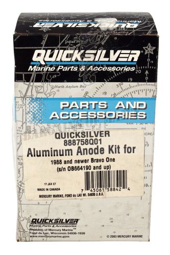 Quicksilver marine parts aluminum anode kit 888758q01 for 1988 &amp; newer bravo one