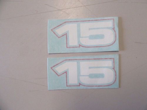 Mastercraft 15 decal pair (2) 3 1/2&#034; x 2 1/2&#034; white / red marine boat