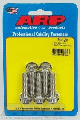 Arp 613-1250 bolts (5) 3/8-16 x 1.250 right hand thread 12 point stainless steel