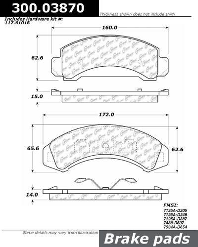 Centric 300.03870 brake pad or shoe, front-premium semi-met pads w/shims