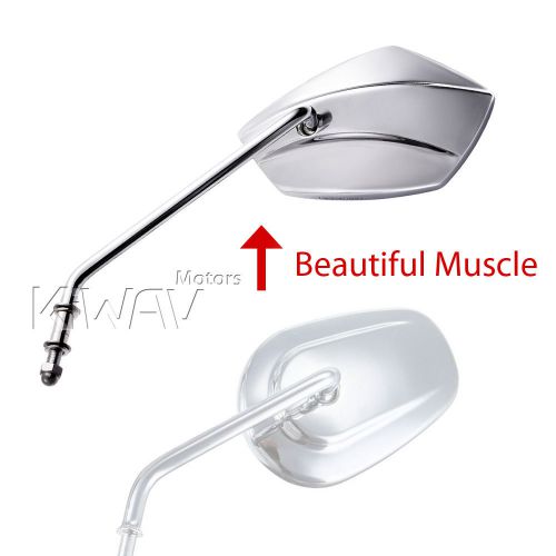 Old school look palm shape mirrors tall chrome cnc for hd street w/flat bar