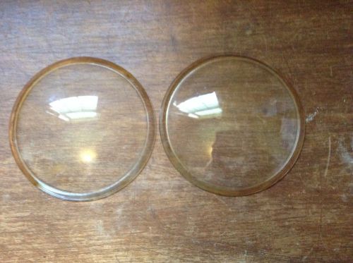 Vintage pair clear glass lens 4 1/8&#034; light lamp old auto car truck antique