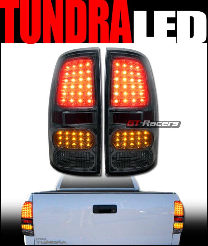 Smoke housing led tail lights rear lamps 2007-2010 2011 toyota tundra pickup v2