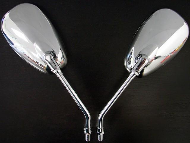 Chrome oval motorcycle rearview mirrors for suzuki gs boulevard intruder savage