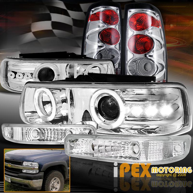 New combo for 99-02 chevy silverado led projector headlights w/chrome tail light