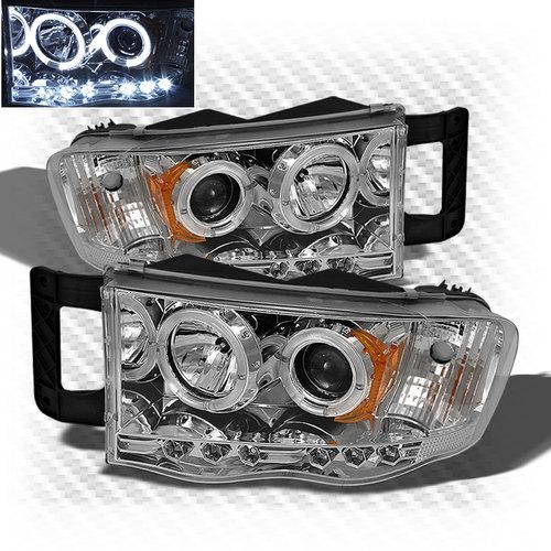 2002-2005 dodge ram dual halo led projector headlights head lights lamp pair