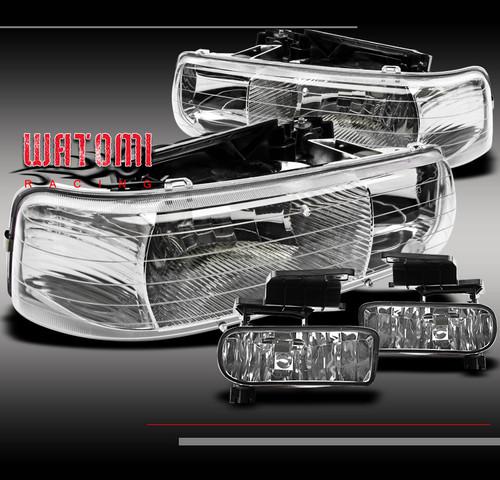 99-02 silverado/00-06 tahoe/suburban crystal head light+fog lamp 1500 2500 clear