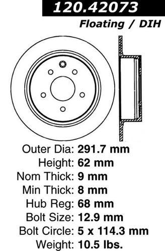 Centric 125.42073 rear brake rotor/disc-high carbon rotor