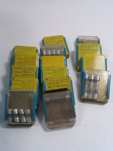 Vintage lot of 55 auto fuses, in 12 tins. buss, fusetron slow blowing &amp; similar