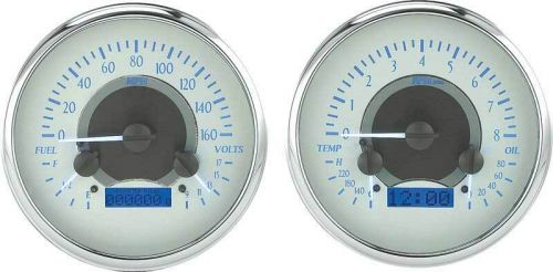 1947-53 gm pickup vhx series gauge set with silver alloy face and blue