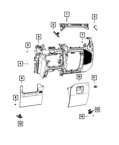 Genuine mopar instrument panel glove box 7fv19tx7aa