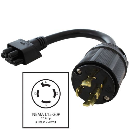 1ft level 2 nema l15-20 adapter for tesla ev charging with pre-set 16 amp limit