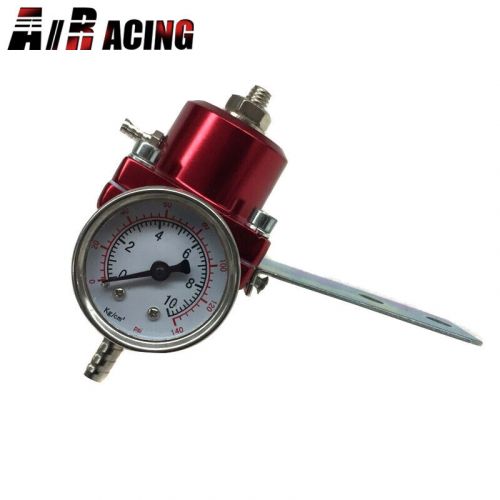 Fuel pressure regulator fpr 0-140 psi gauge/hose red turbo universal aluminum