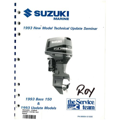 Suzuki outboard marine 1993 technical update manual 99954-51930
