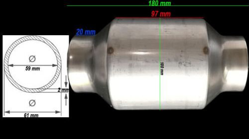 Universal catalytic converter audi a1 a2 200 cell kat 60 mm 2.5 &#039;&#039; diameter