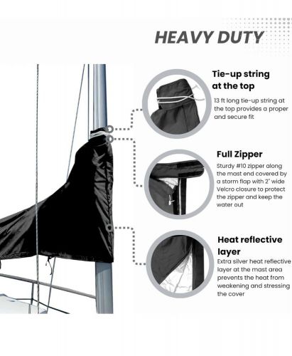 Savvy craft heavy duty sailboat mainsail boom cover uv protection waterproof